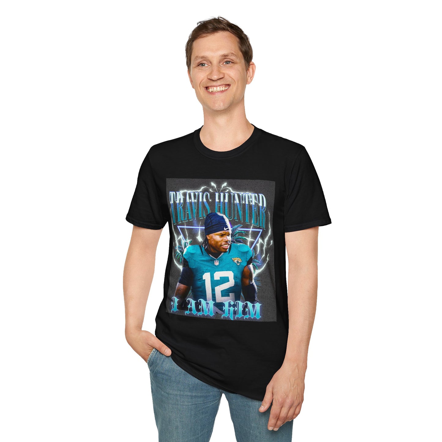 Travis Hunter "I Am Him" Unisex Softstyle T-Shirt - Sports Fan Apparel